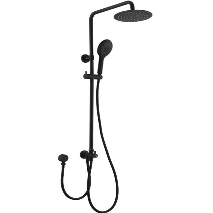 Hot Sale! PAVIA 200mm Round Twin Shower on Rail with Bottom Inlet in Matte Black