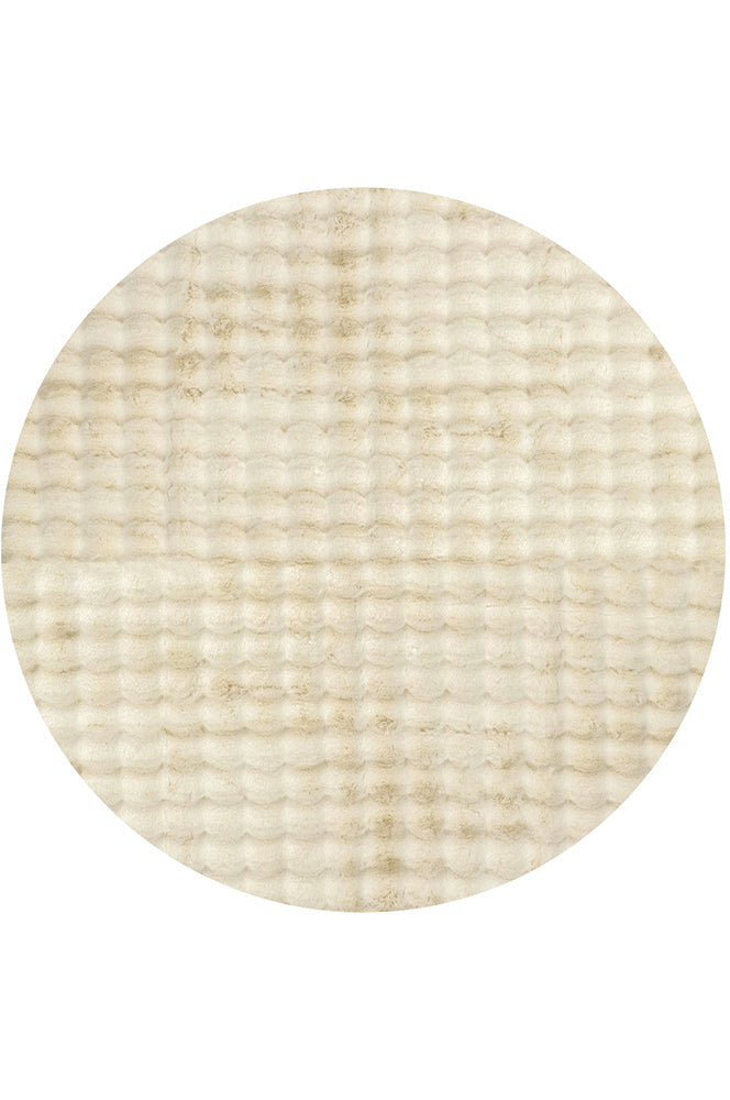 Machine-Washable Bubble Natural Round Rug: Luxury and Whimsy Combined