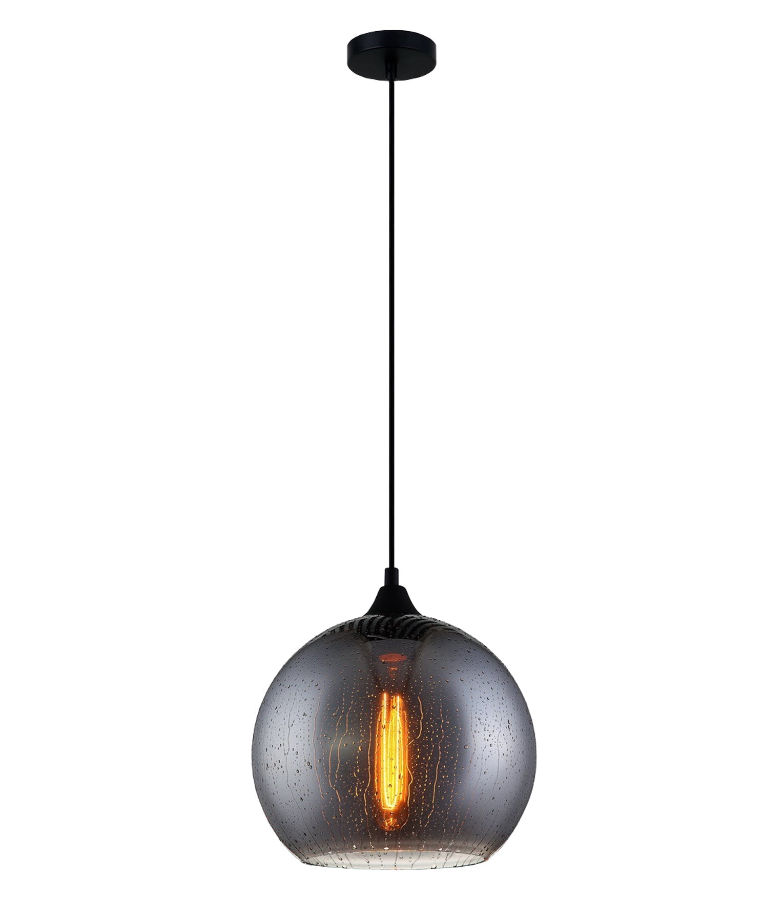 CHUVA: Rain Drop Effect Smoke Black Glass Wine Glass-Style Pendant Light