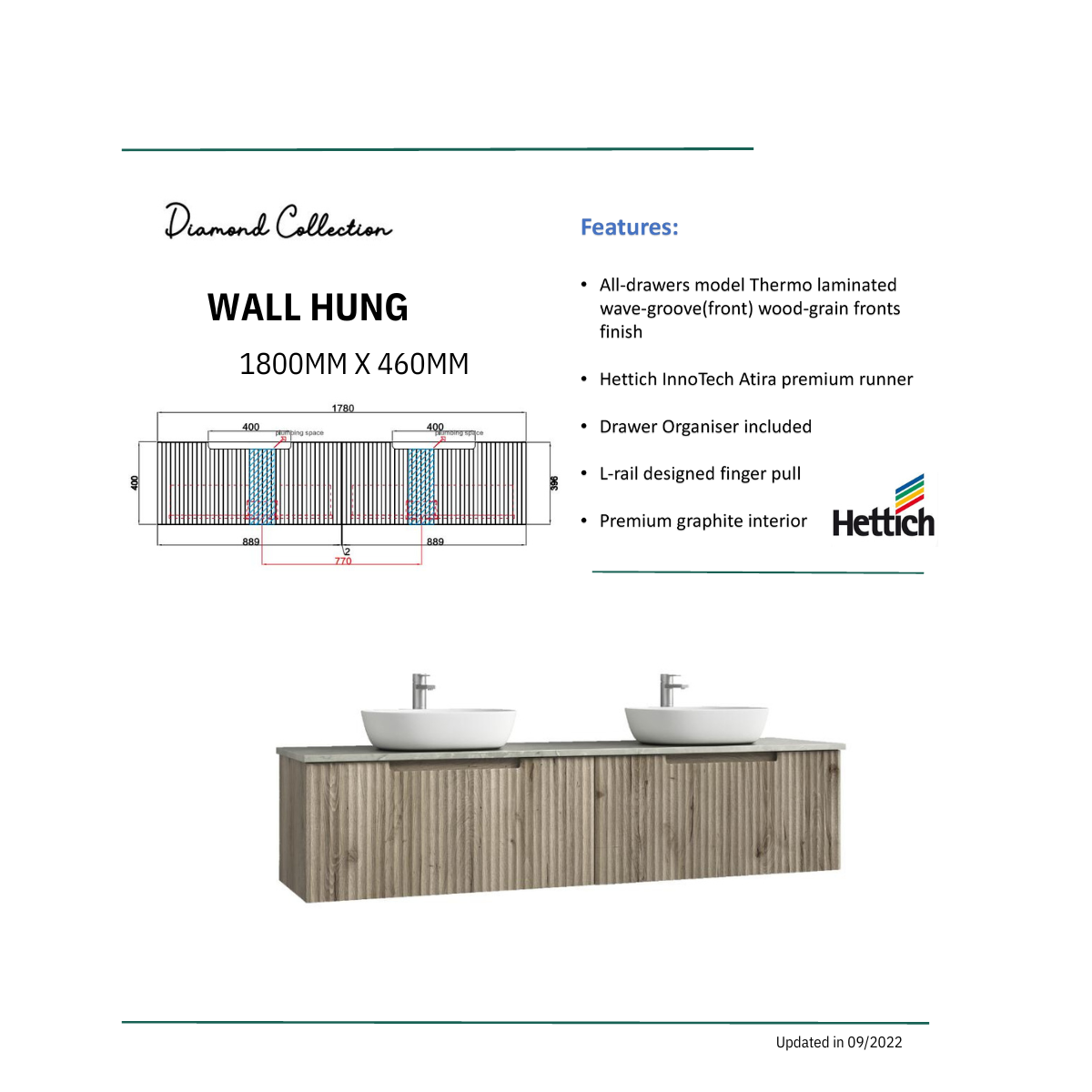 Exclusive CALDER Wall - Hung Vanity in Natural Oak (All Sizes)
