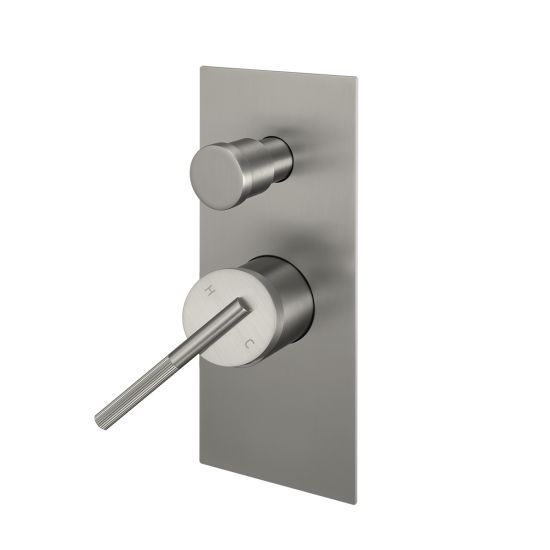 Modern Brushed Nickel Wall - Mounted Shower Mixer with Diverter