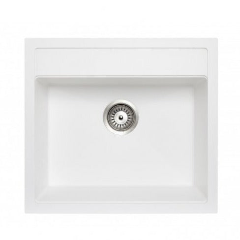 CARYSIL WALTZ White Granite Kitchen Sink - 560x510mm, German Engineered with Lifetime Warranty