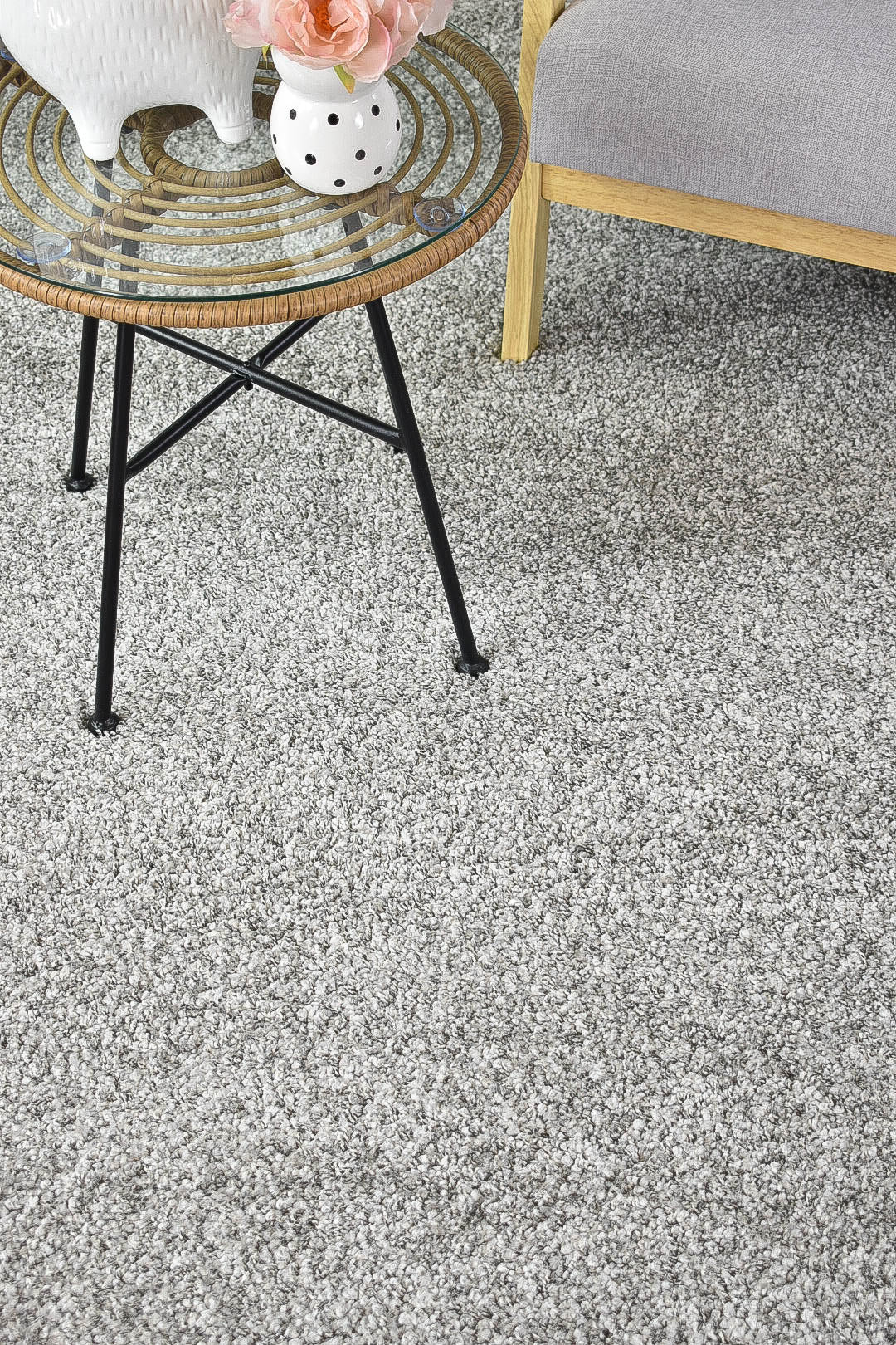 Stylish Palma Light Grey Polypropylene Rug with Soft Touch and Thick Pile