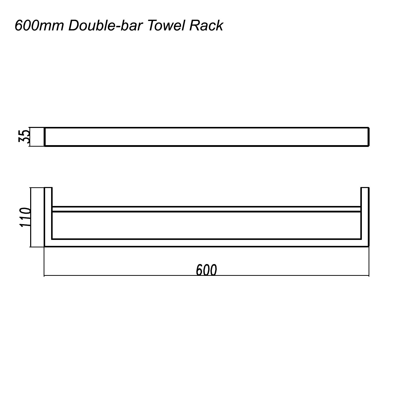 600mm Cavallo Double Towel Rail in Stylish Gun Metal Grey