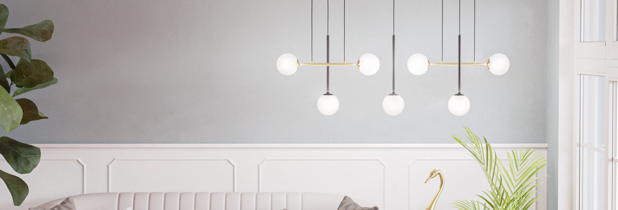 Exclusive Offer! PAZ 7x40W Brushed Brass Pendant Light for Modern Interiors