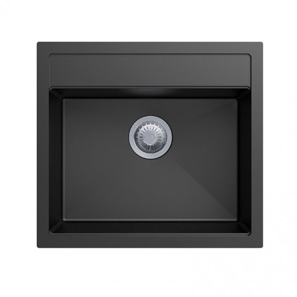 CARYSIL WALTZ Black Granite Kitchen Sink - 560x510mm, German Engineered with Lifetime Warranty