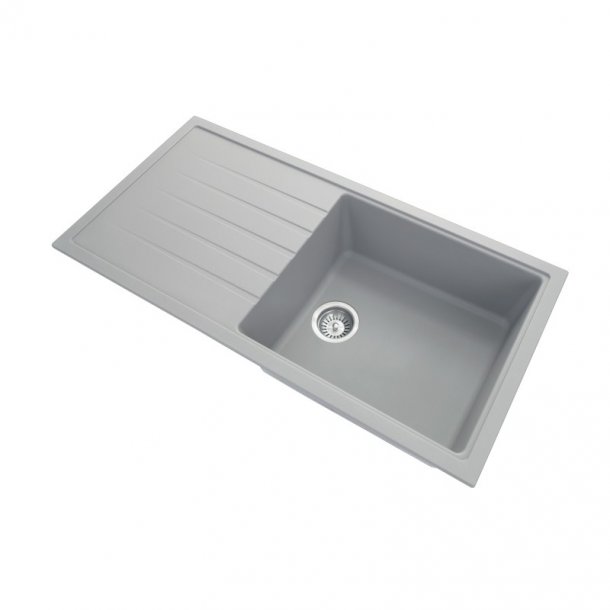 Get This German-Engineered Carysil Vivaldi Grey Granite Kitchen Sink with Drainboard (1000x500mm)