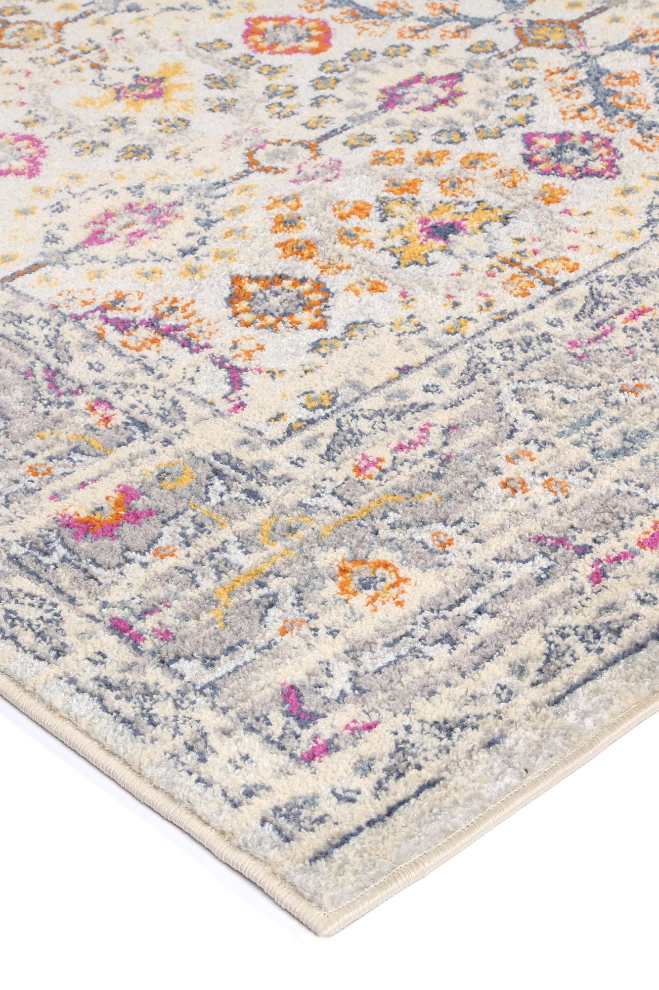 Palermo Nerium Durable Power - Loomed Cream Rug with Traditional Sunset Colors