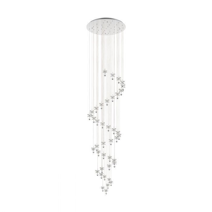 PIANOPOLI1 45 Chrome Steel Chandelier Light with Sparkling Crystals