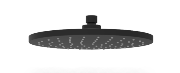 200mm Matte Black Otus Round Overhead Plastic Shower Head