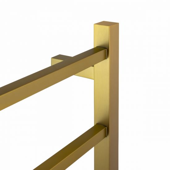 6 - Bar Electric Heated Square Towel Rack in Brushed Yellow Gold