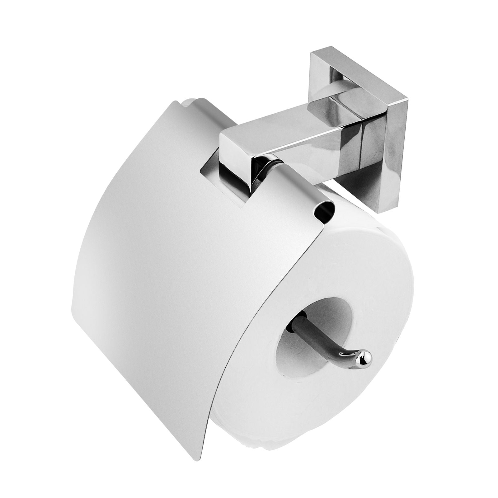 Stainless Steel Chrome-Plated Toilet Paper Roll Holder with Stylish Cover